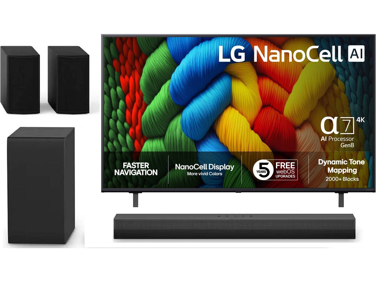 LG 55" NANO80 AI 4K NanoCell smart-TV (2025) + soundbar 60 - 69 tums TV