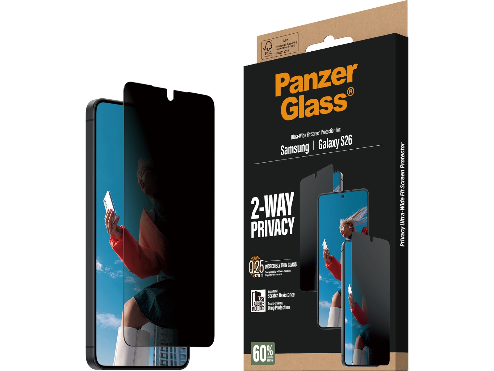 PanzerGlass Galaxy S26 2-way Privacy skärmskydd Skärmskydd mobiltelefon