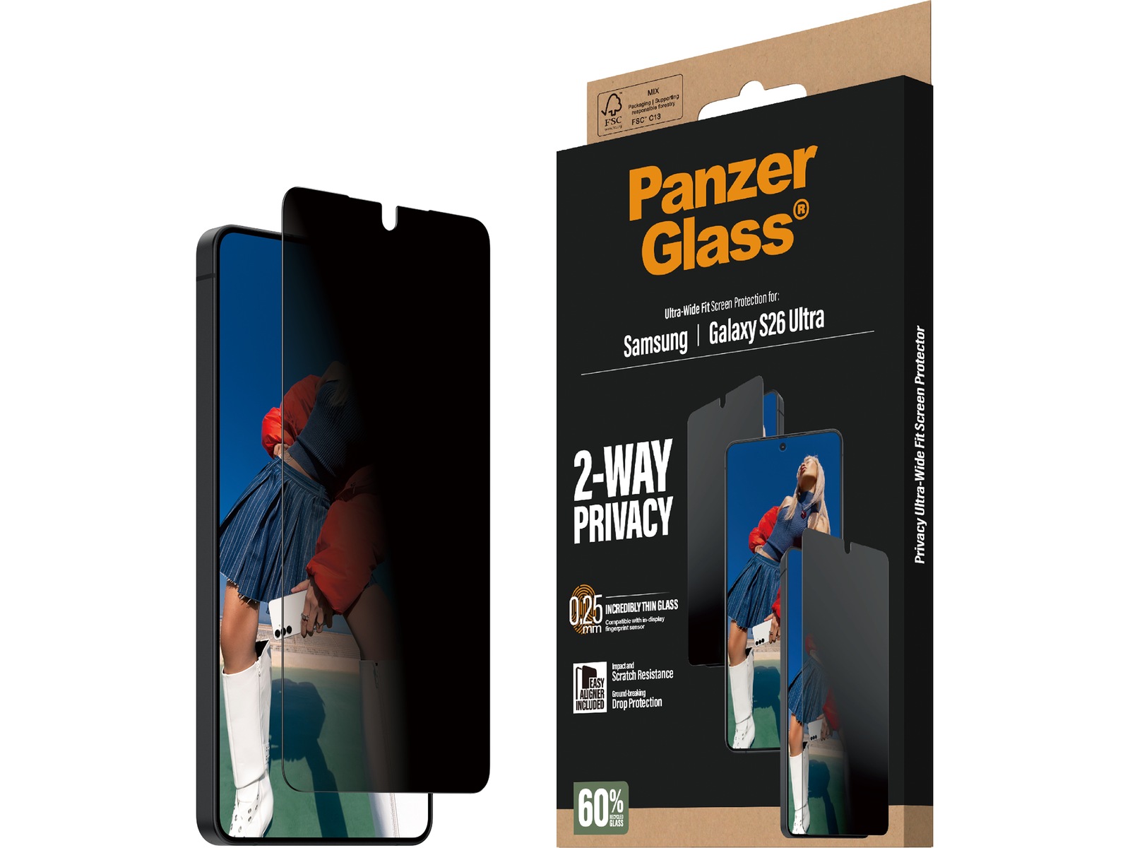PanzerGlass Galaxy S26 Ultra 2-way Privacy Skärmskydd Skärmskydd mobiltelefon