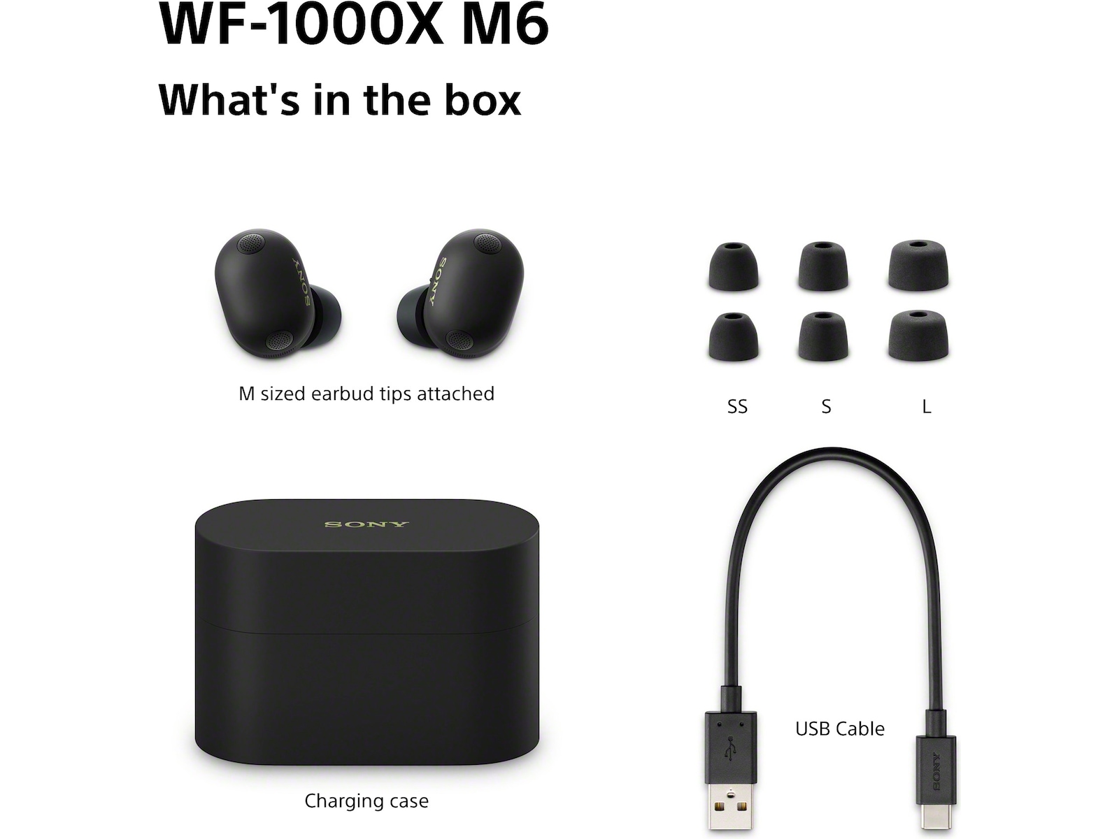 Sony WF-1000XM6 trådlösa öronproppar med brusreducering (svart) In-ear hörlurar