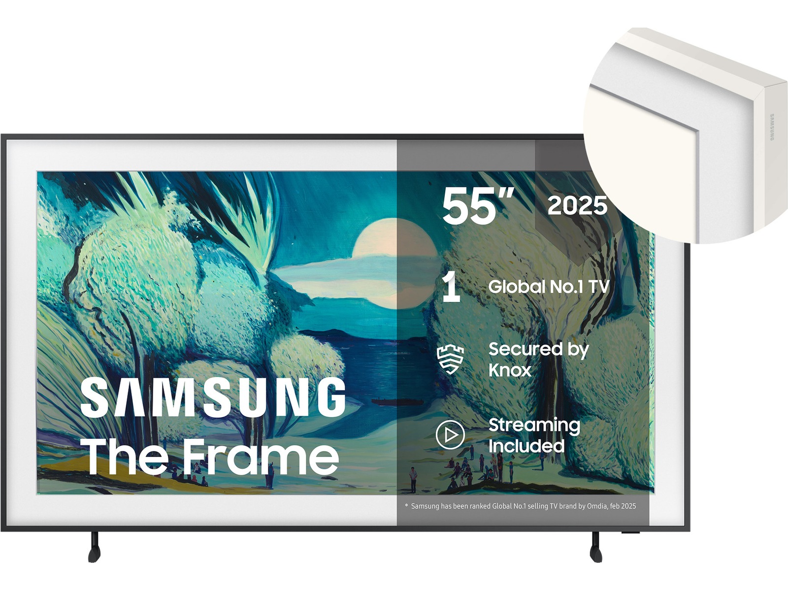 Samsung 55" The Frame LS03FA QLED 4K smart-TV (2025) + vit ram 50 - 59 tums TV