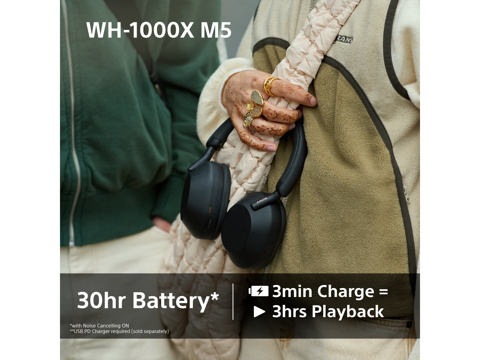 Sony WH-1000XM5 trådlösa hörlurar, over-ear (silver) + WF-510 öronsnäckor Hörlurar