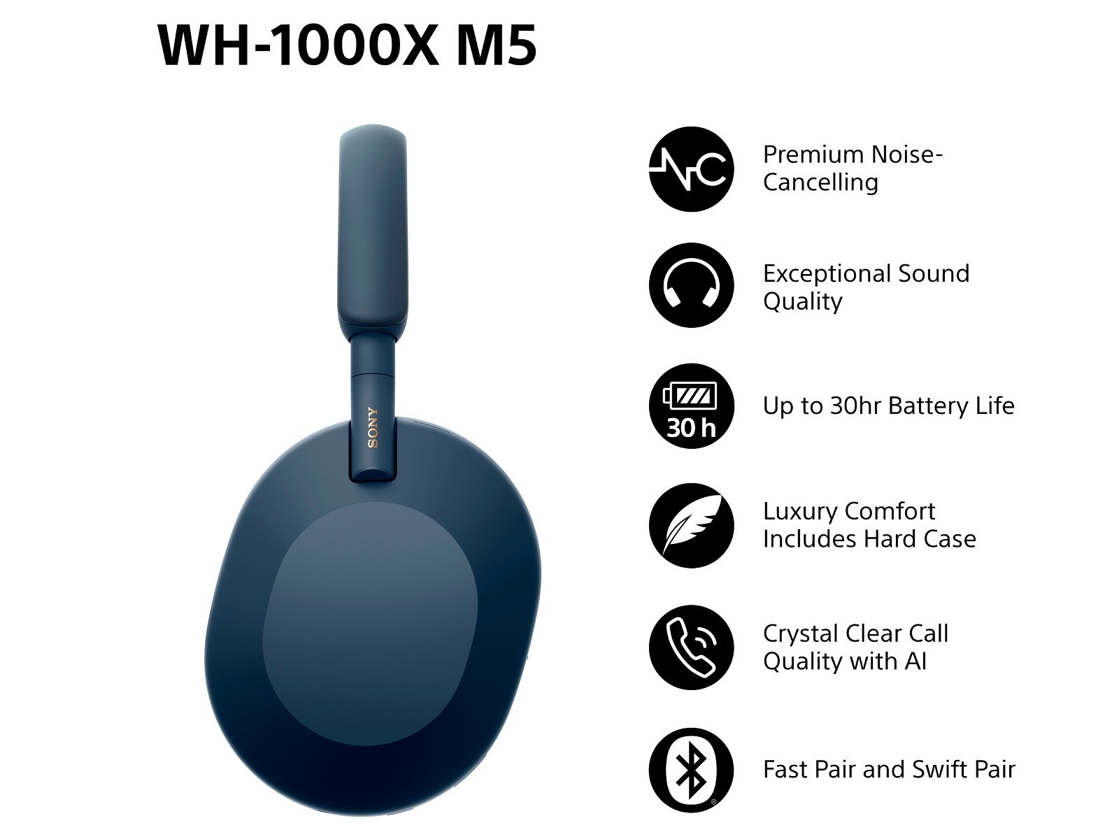 Sony WH-1000XM5 trådlösa hörlurar over-ear (blå) + WF-510 buds Hörlurar