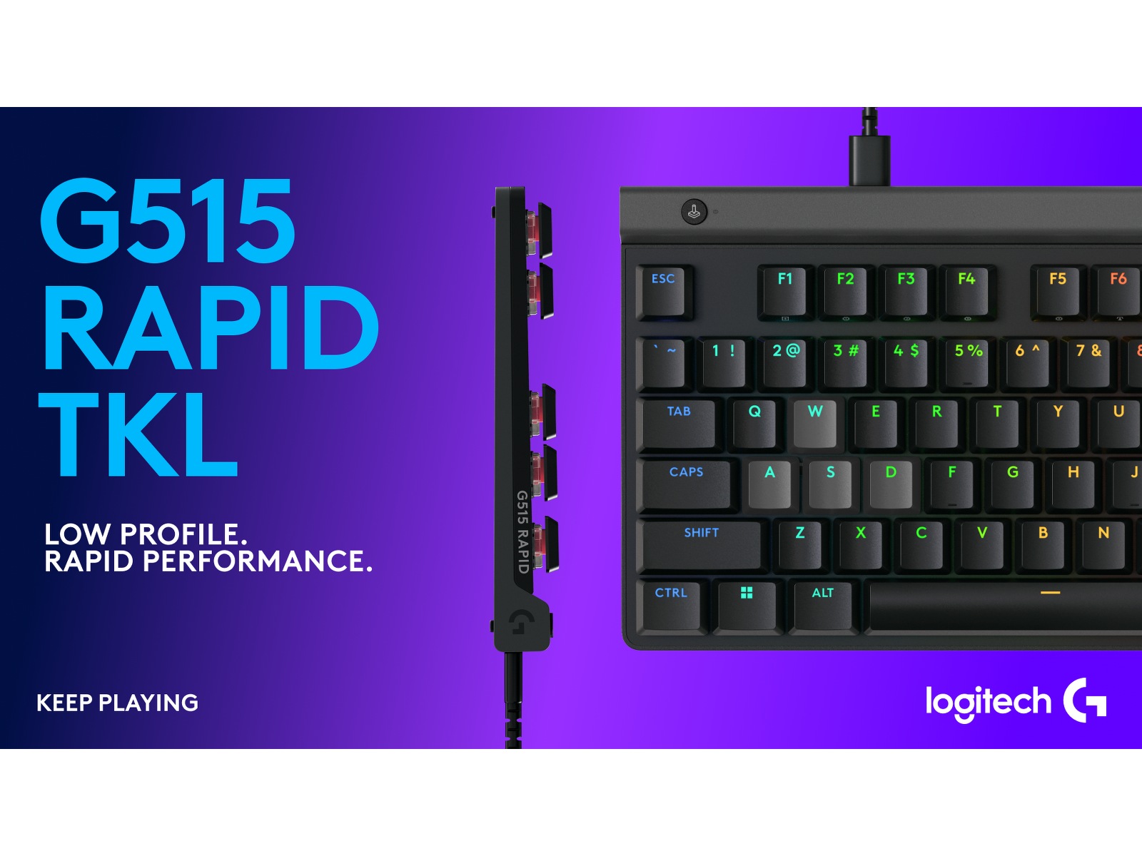 Logitech G515 TKL Rapid Gamingtangentbord (svart) -B-Grade Demo tangentbord