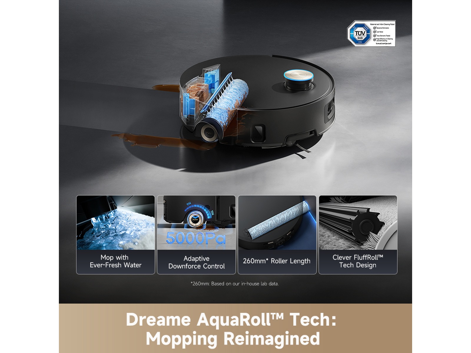 Dreame Aqua10 Ultra Roller Robotdammsugare (svart) -B-Grade Demo hem & hushåll