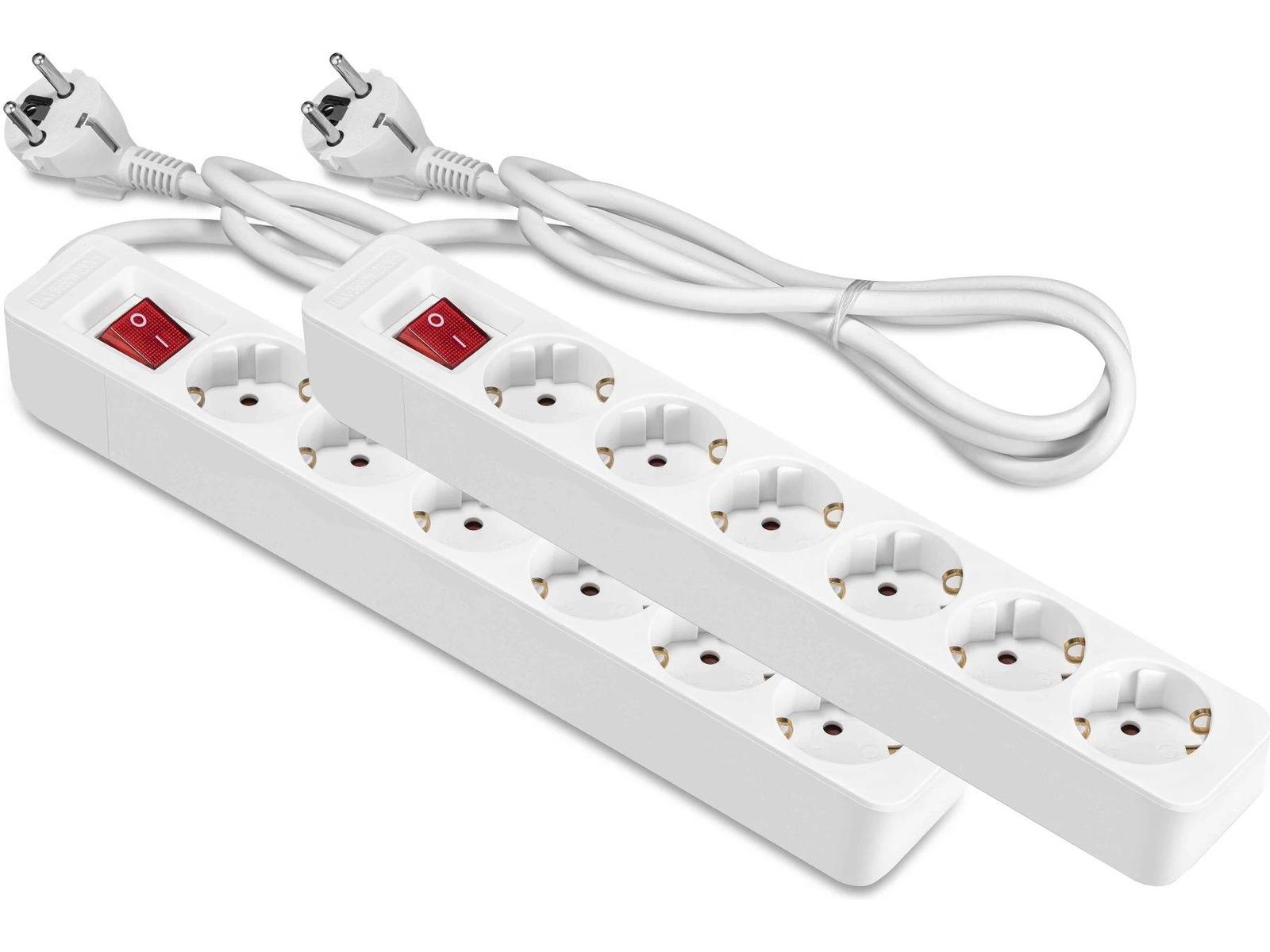 ON 6-vägs strömförgrenare 1.5m 2-pack Förlängningskabel & förgrening