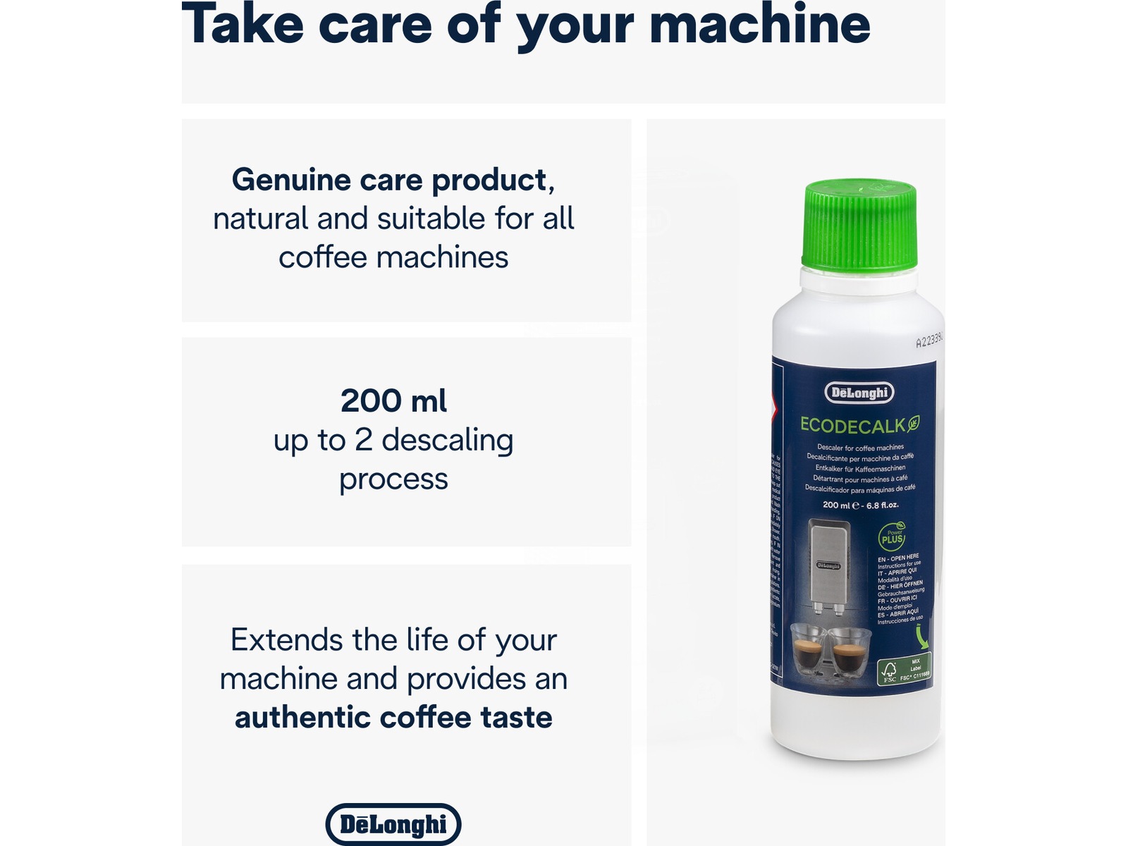 DeLonghi DLSC202 avkalkningsmedel 200 ml Tillbehör till kaffemaskiner