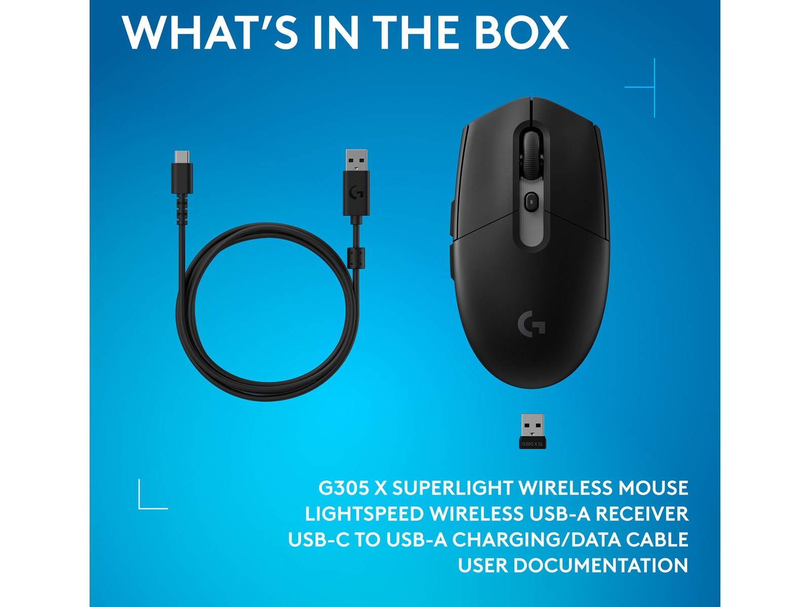 Logitech G305 X SUPERLIGHT Trådlös Spelmus (svart) Gamingmus