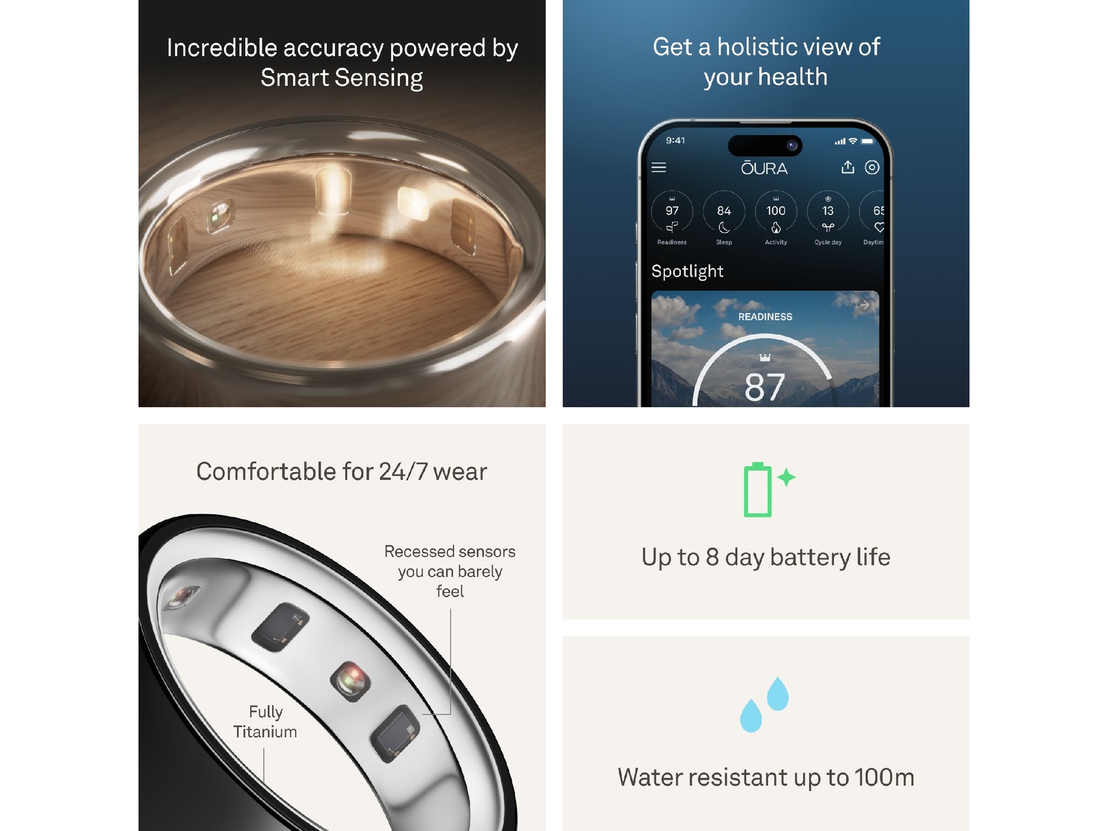 Oura Ring 4 Smart Ring str. 9 (svart) -B-Grade Demo tillbehör till mobiler & smartwatches