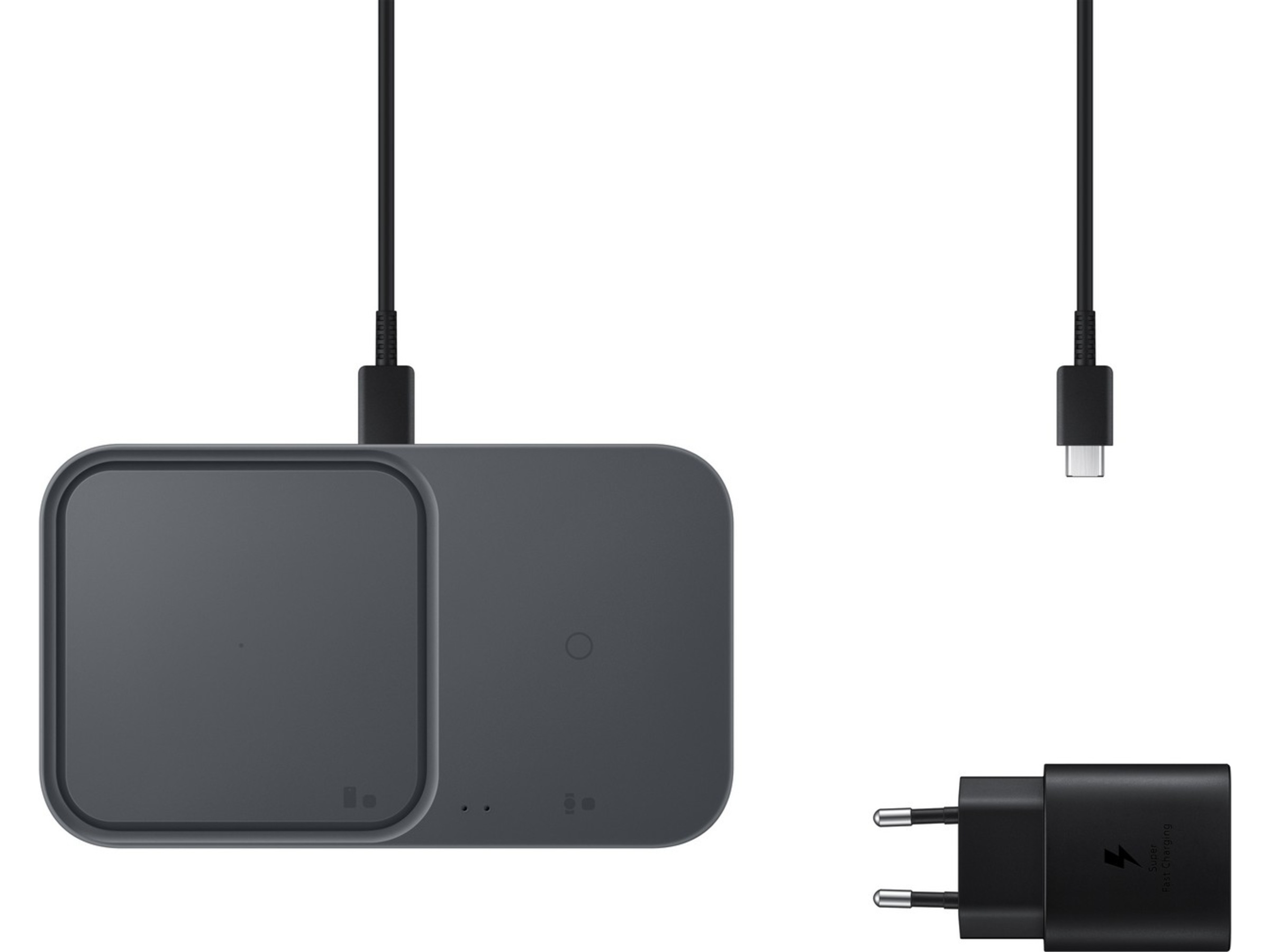 Trådlös laddare Duo med kabel (svart) Trådlös laddare