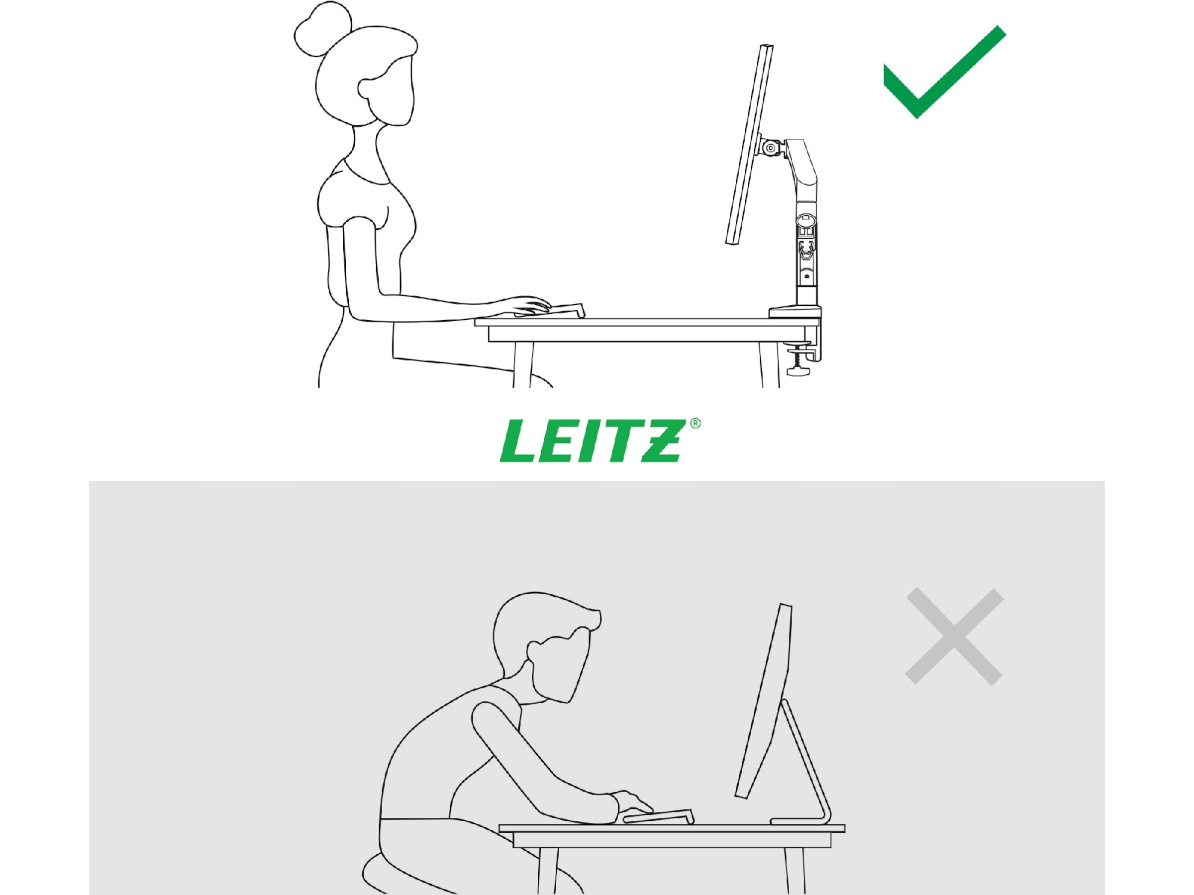 Leitz Ergo Monitorarm Enkel, platsbesparande, 17"-32" skärm Bord och väggfäste