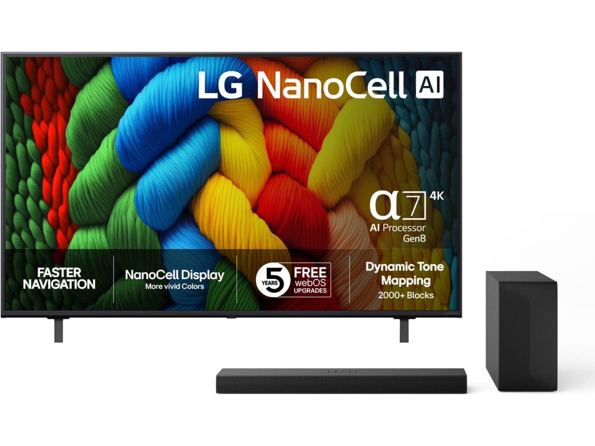 LG 50'' Nano AI 4K 50NANO80A (2025) + Soundbar 50 - 59 tums TV
