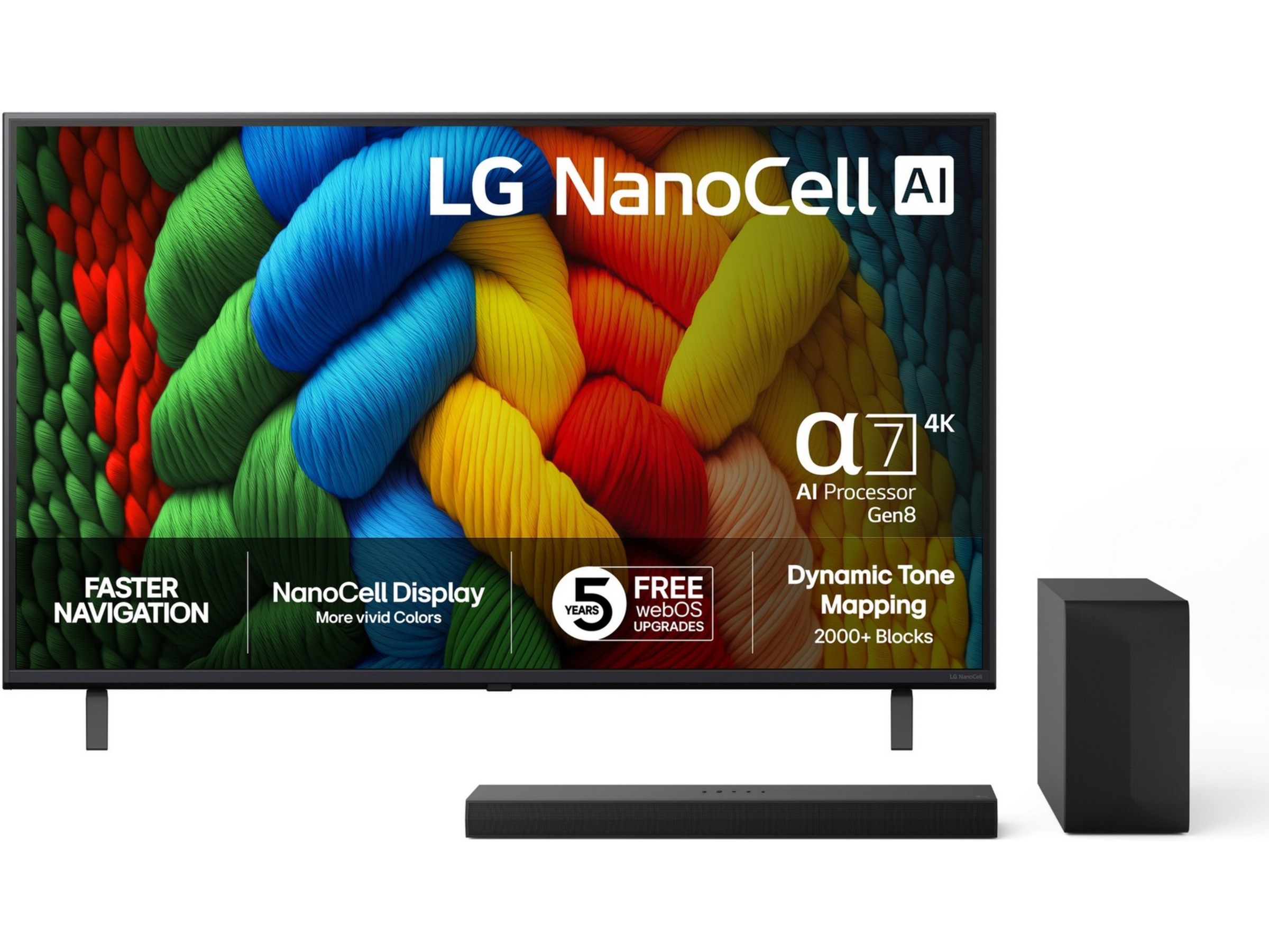 LG 43" NANO80 AI 4K NanoCell Smart TV (2025) + Soundbar  20 - 49 tums TV