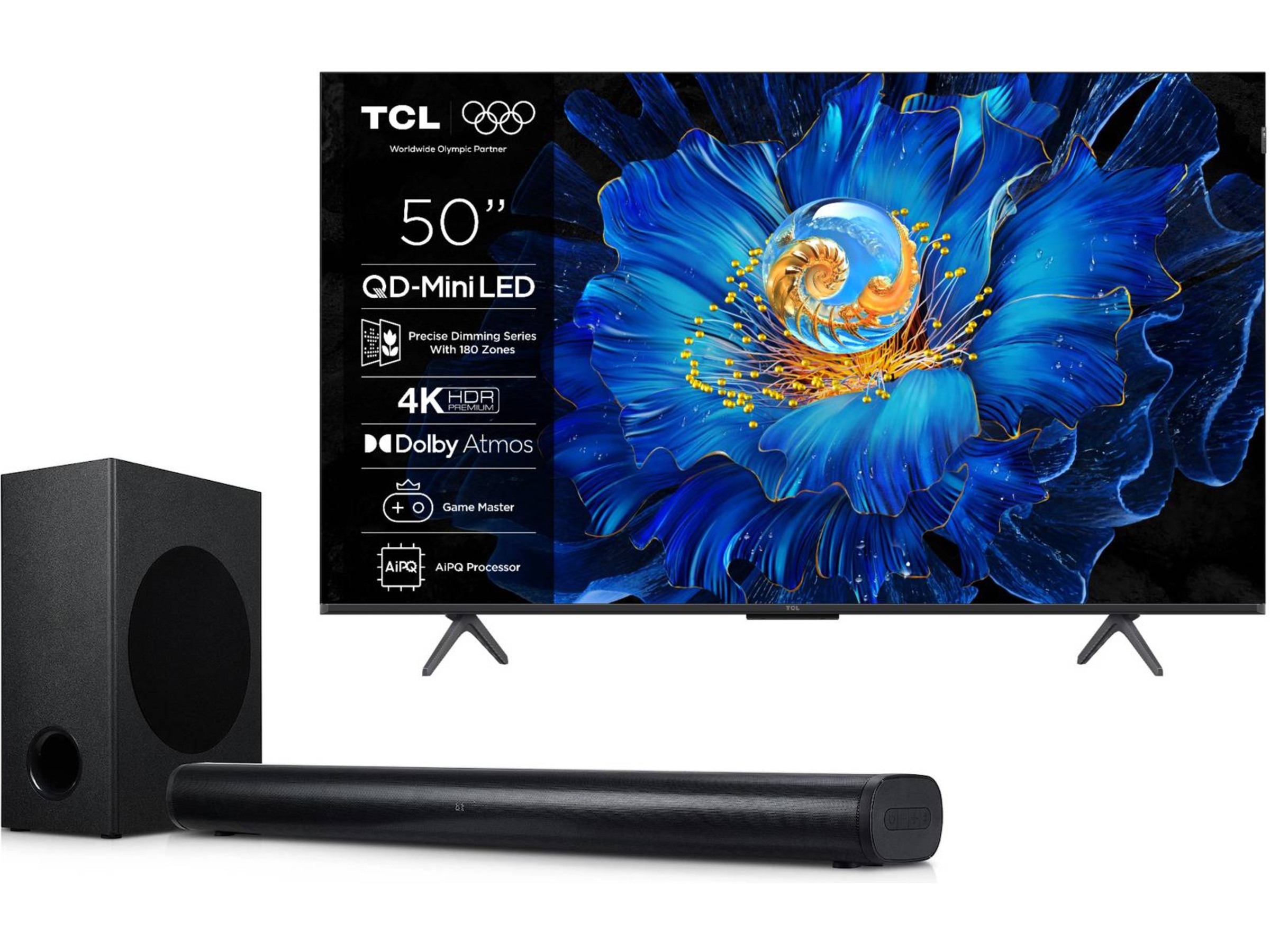 TCL 50" C69KS 4K QD-Mini LED Google TV + Soundbar 70 - 79 tums TV