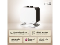 Mill Compact fläktugn 1800W med fot (vit) Fläktar och varmluftsugnar