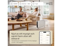 Mill WiFi golvelement 1200W (vit) Fristående element
