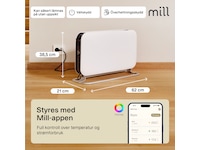 Mill WiFi golvelement 1200W (vit) Fristående element