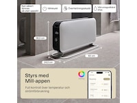 Mill Max WiFi golvelement 1500W (vit) Fristående element