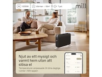 Mill WiFi golvelement 1200W (svart) 2-pack Fristående element