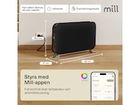 Mill WiFi golvelement 1200W (svart) 2-pack Fristående element