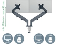 Leitz Ergo Monitorarm Dubbel, platsbesparande, 17"-32" skärmar Bord och väggfäste