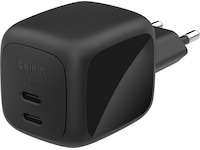 Belkin Dual USB-C PD GaN 67W väggladdare (svart) Mobilladdare