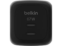 Belkin Dual USB-C PD GaN 67W väggladdare (svart) Mobilladdare