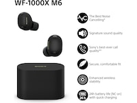 Sony WF-1000XM6 trådlösa öronproppar med brusreducering (svart) In-ear hörlurar