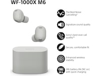 Sony WF-1000XM6 trådlösa öronproppar med brusreducering (Platinum Silver) In-ear hörlurar