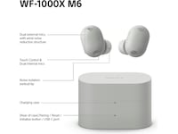 Sony WF-1000XM6 trådlösa öronproppar med brusreducering (Platinum Silver) In-ear hörlurar