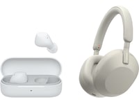 Sony WH-1000XM5 trådlösa hörlurar, over-ear (silver) + WF-510 öronsnäckor Hörlurar
