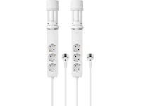 Andersson 6-i-1 grenuttag 3x uttag och USB m/skrivbordsfäste 2pk (vit) Förlängningskabel & förgrening