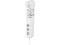 Andersson 6-i-1 grenuttag 3x uttag och USB m/skrivbordsfäste 2pk (vit) Förlängningskabel & förgrening