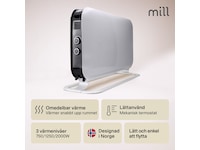 Mill Instant golvelement 2000W Mec (vit) Fristående element