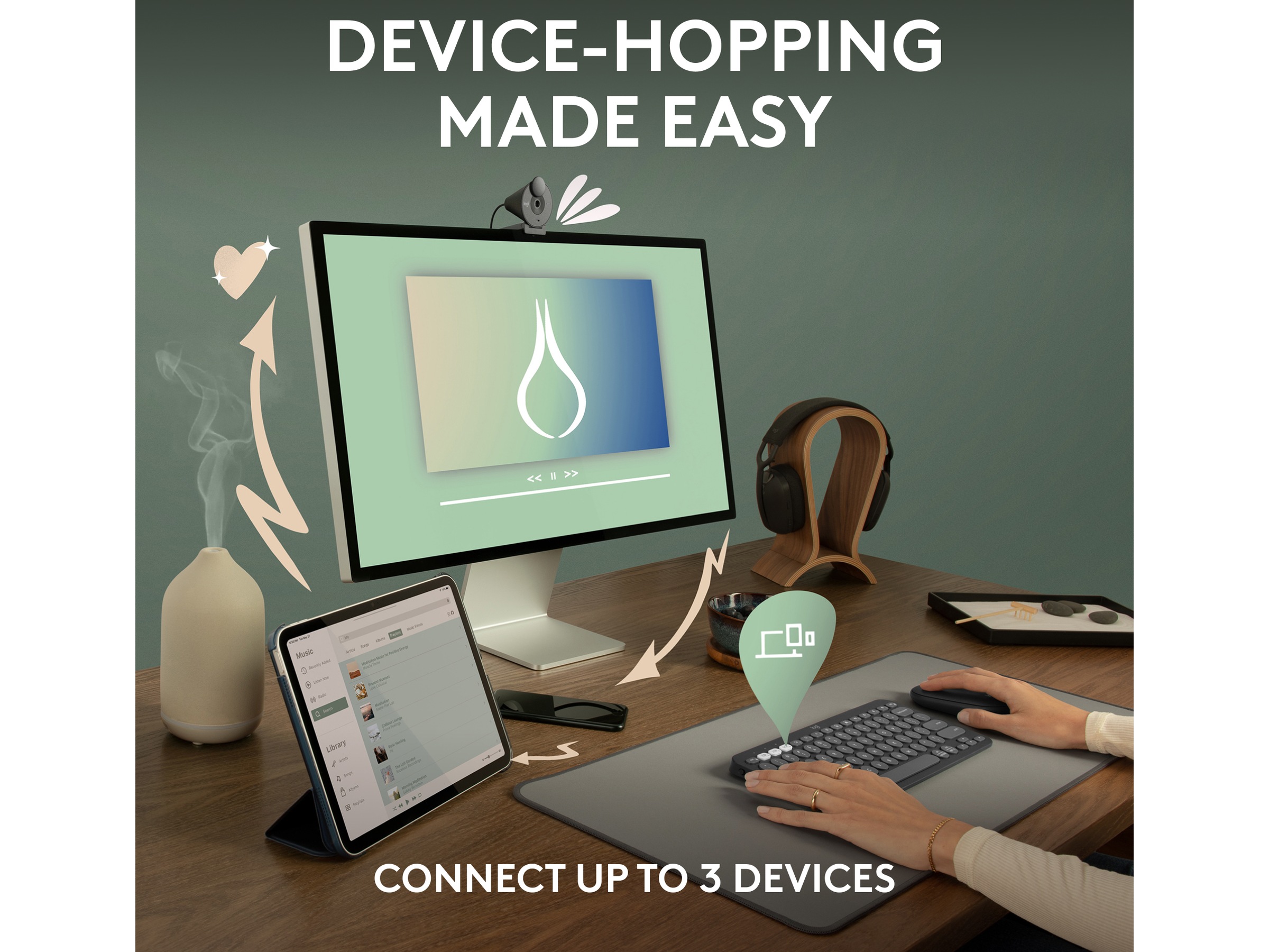 Pebble Keys 2 K380s (svart) Tangentbord