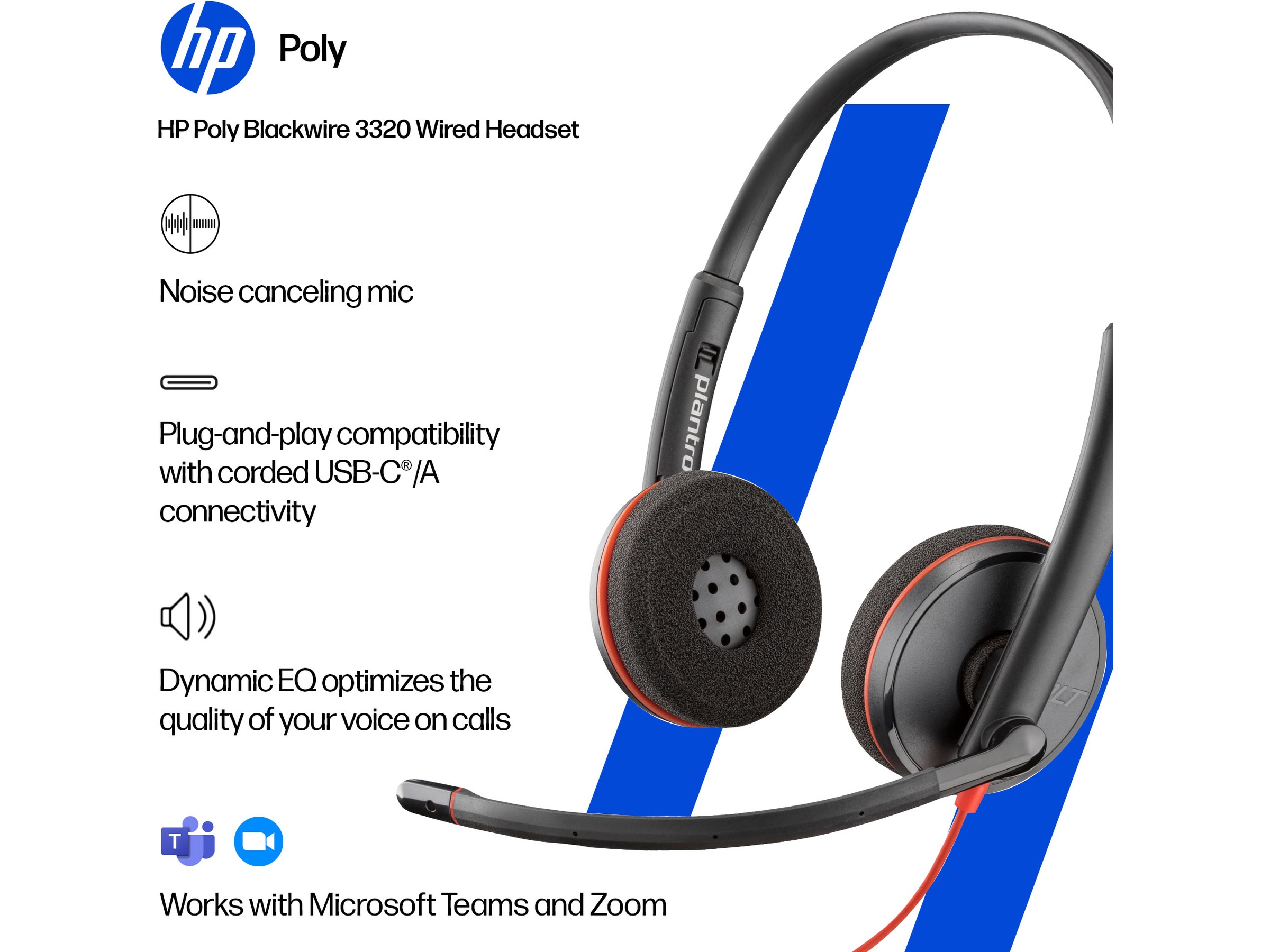 Poly Blackwire MS 3320 USB-C Headset Trådbundet headset