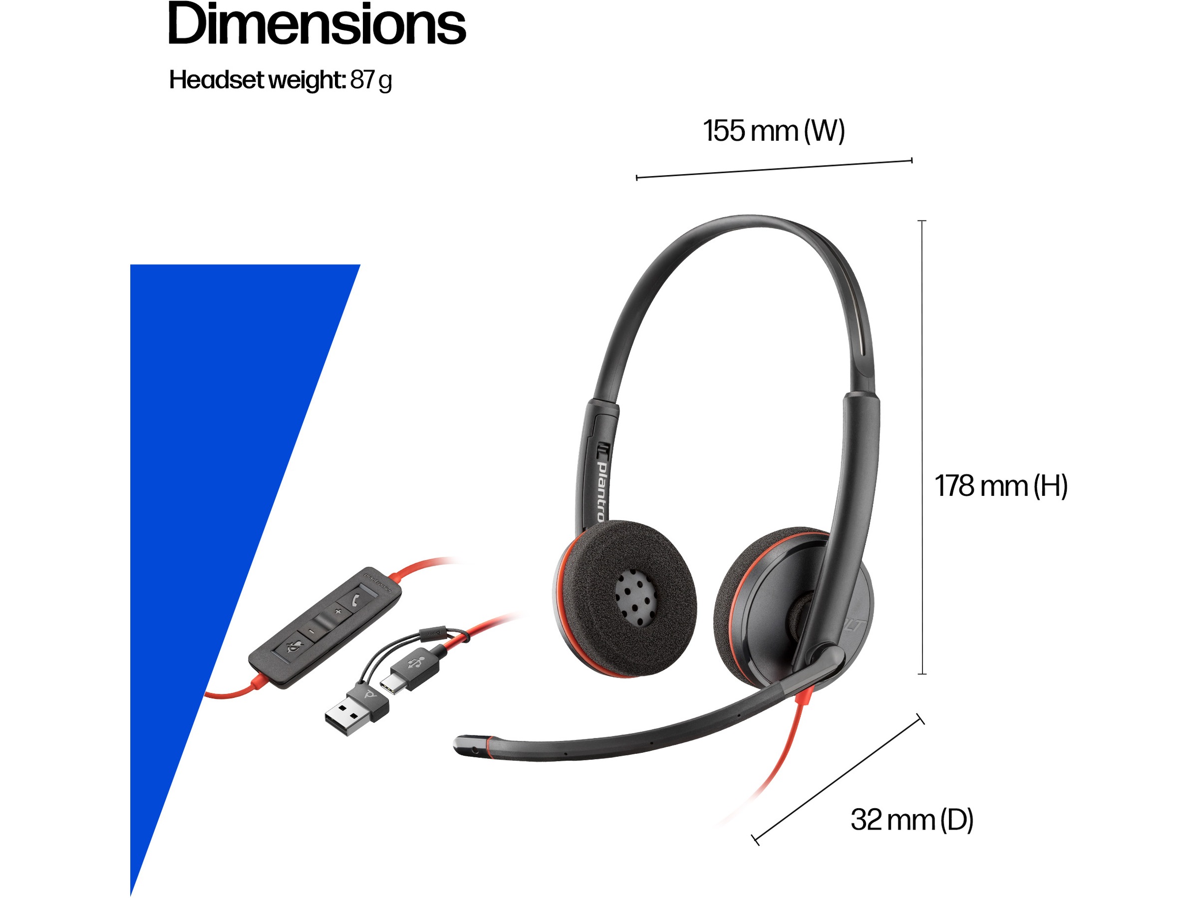 Poly Blackwire MS 3320 USB-C Headset Trådbundet headset