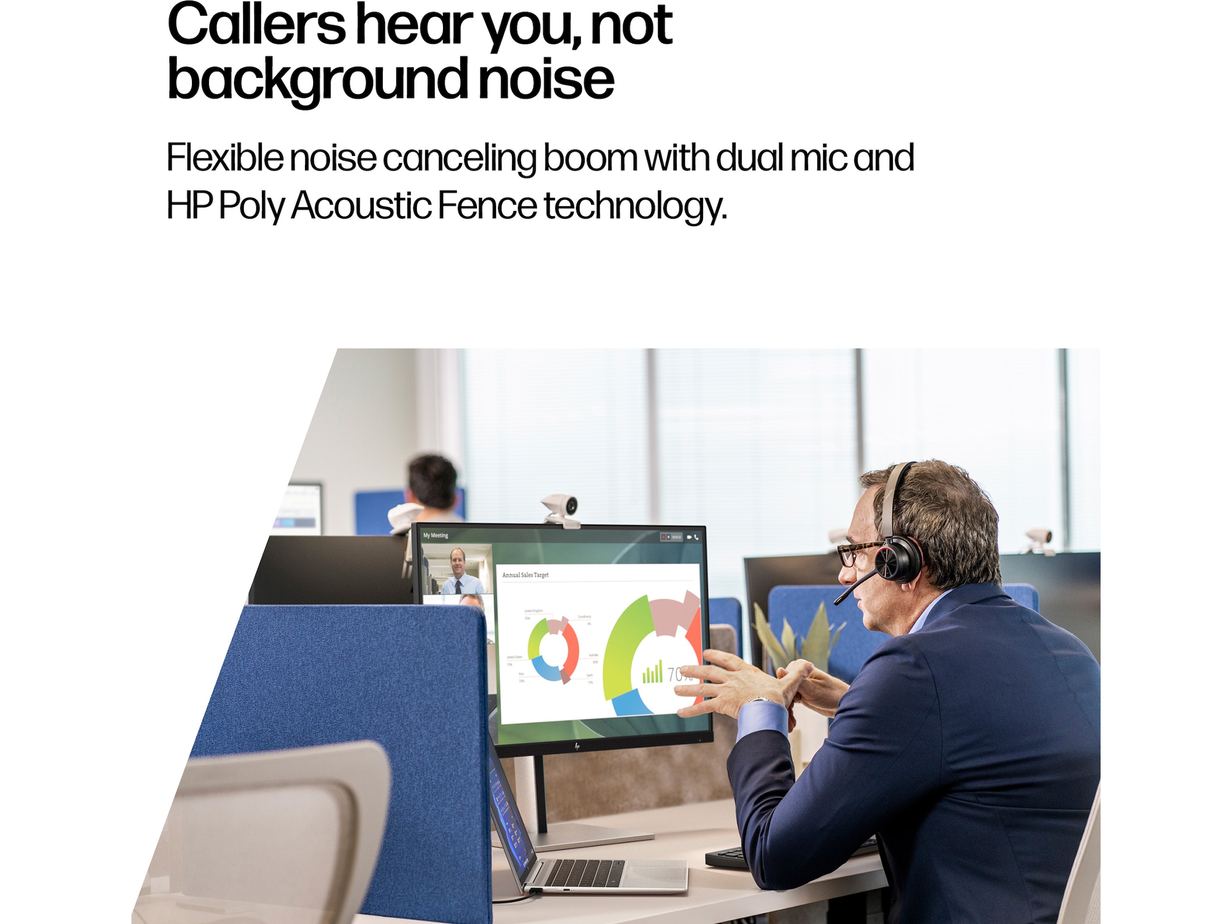 Poly Voyager 4320-M MS USB-C Headset med laddningsställ Trådlöst headset