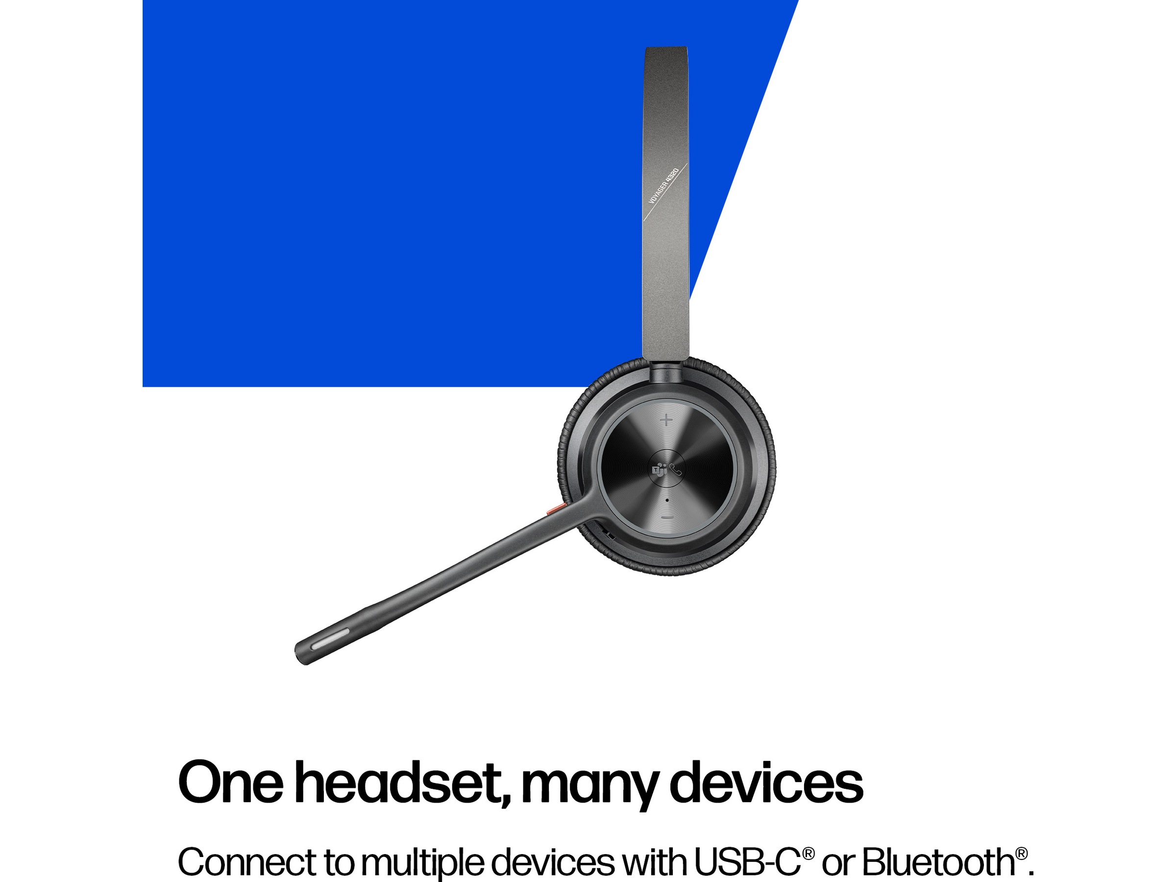 Poly Voyager 4320-M MS USB-C Headset med laddningsställ Trådlöst headset