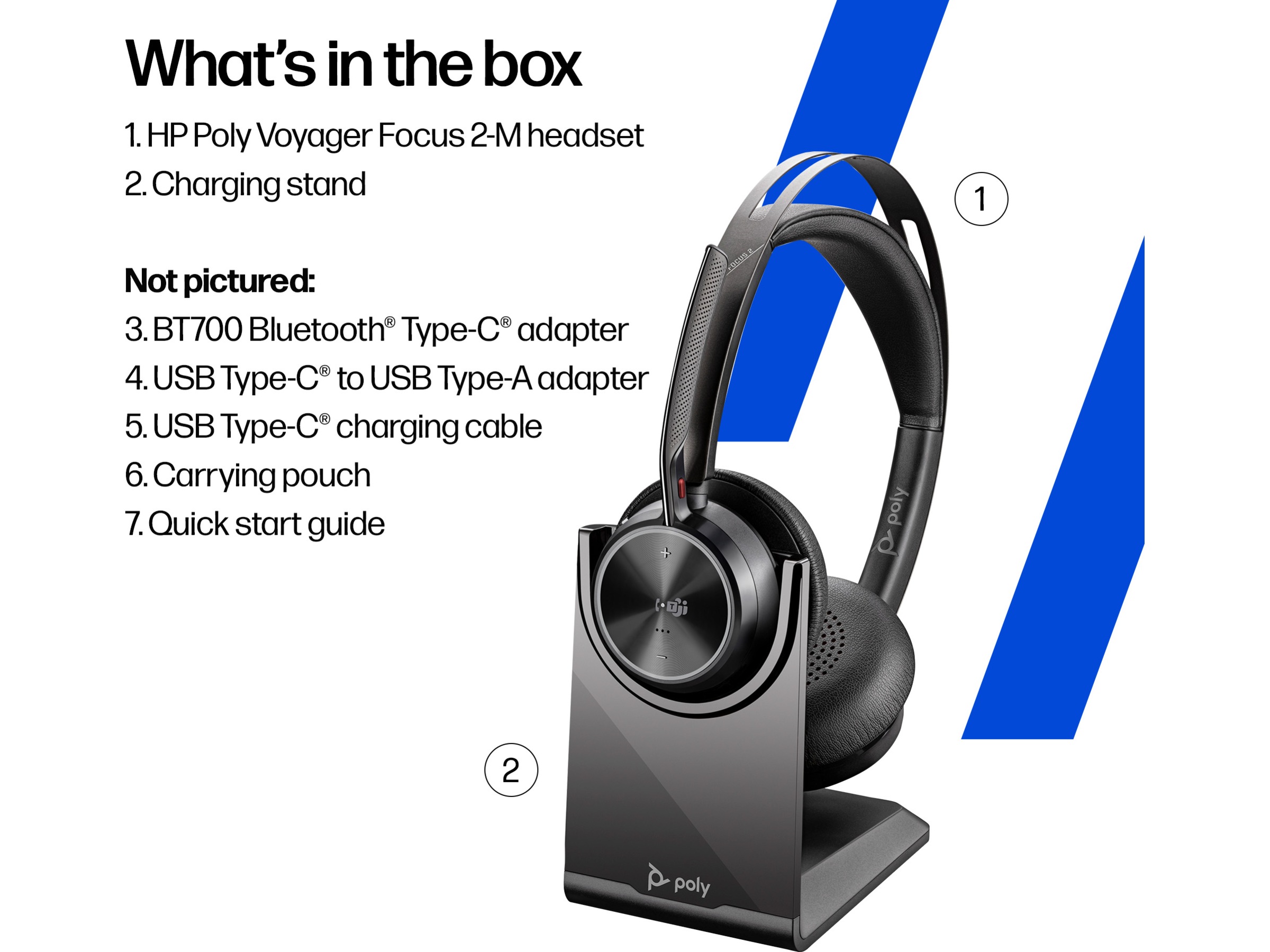 Poly Voyager Focus 2 MS USB-C Headset med laddningsställ Trådlöst headset