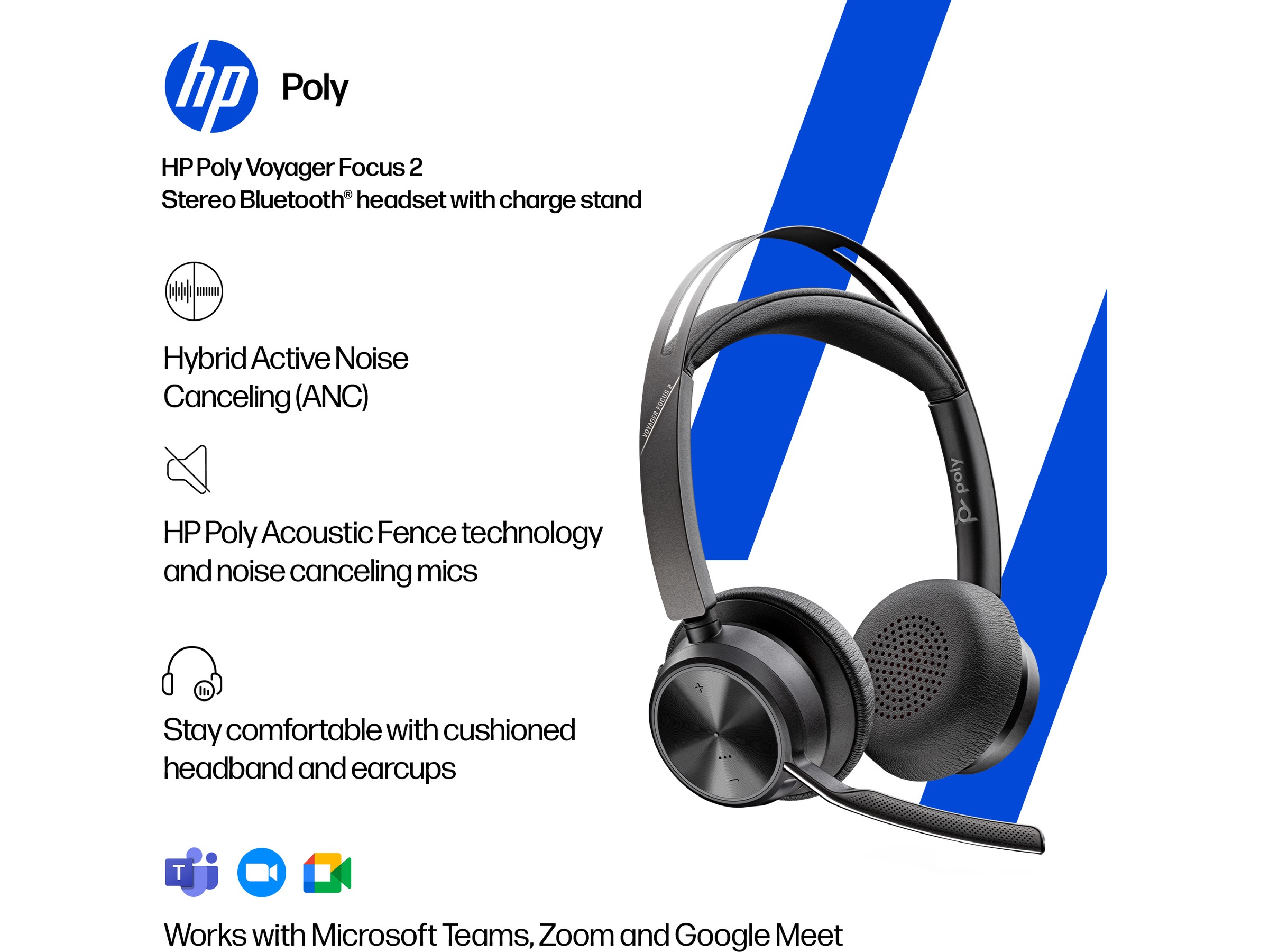 HP Poly Voyager Focus 2 MS USB-C trådlöst headset Trådlöst headset