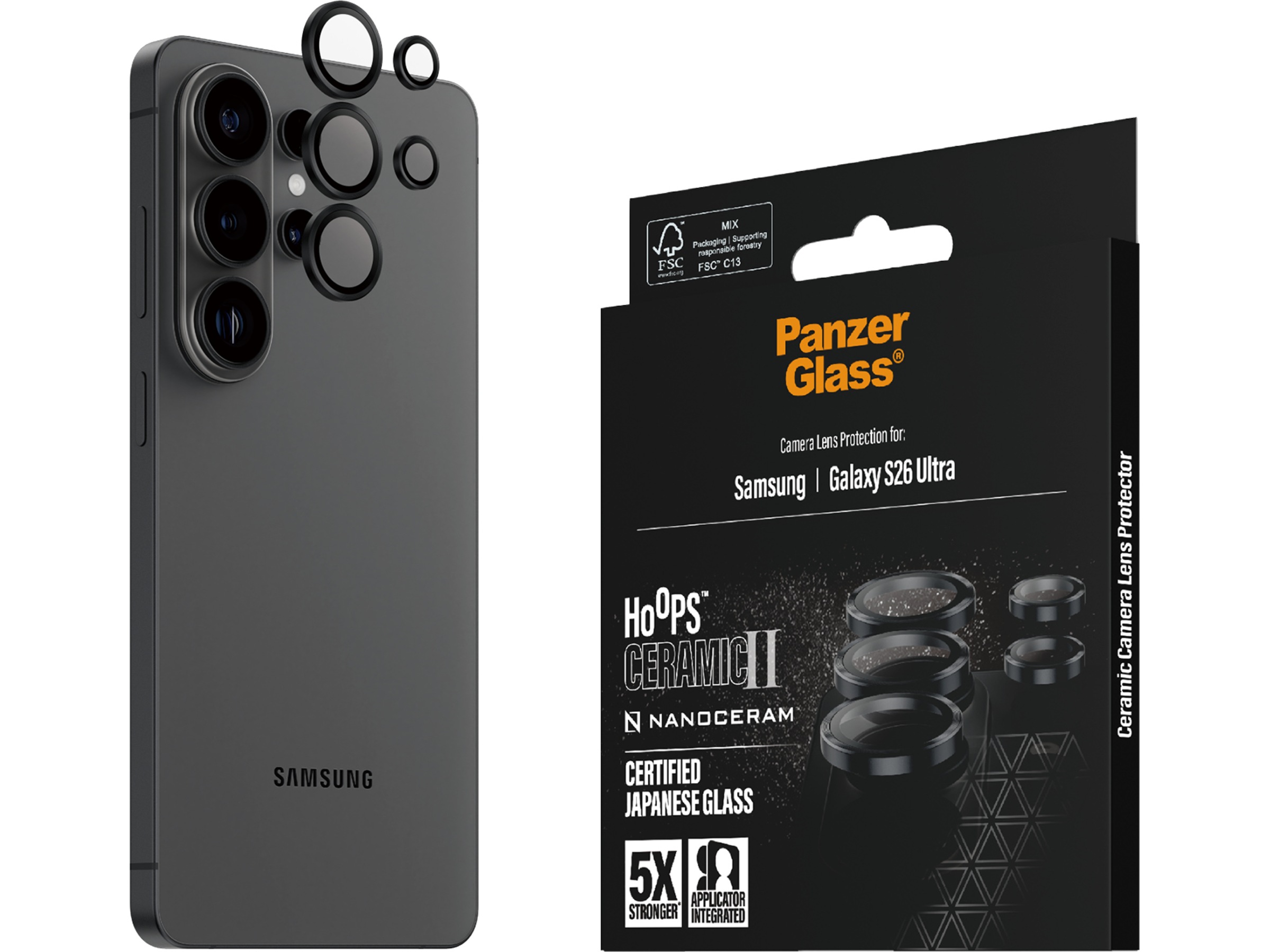 PanzerGlass S26 Ultra Hoops Ceramic II linsskydd Skärmskydd mobiltelefon