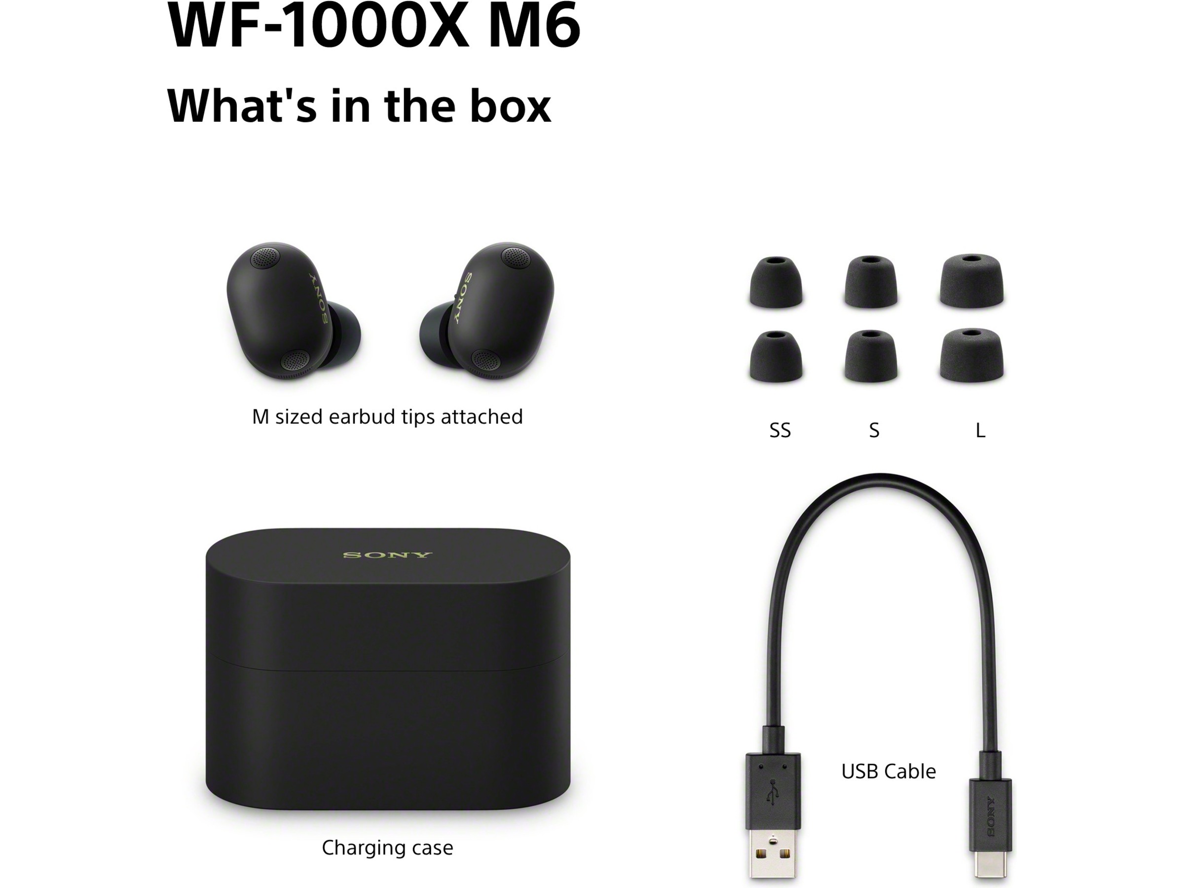 Sony WF-1000XM6 trådlösa öronproppar med brusreducering (svart) In-ear hörlurar