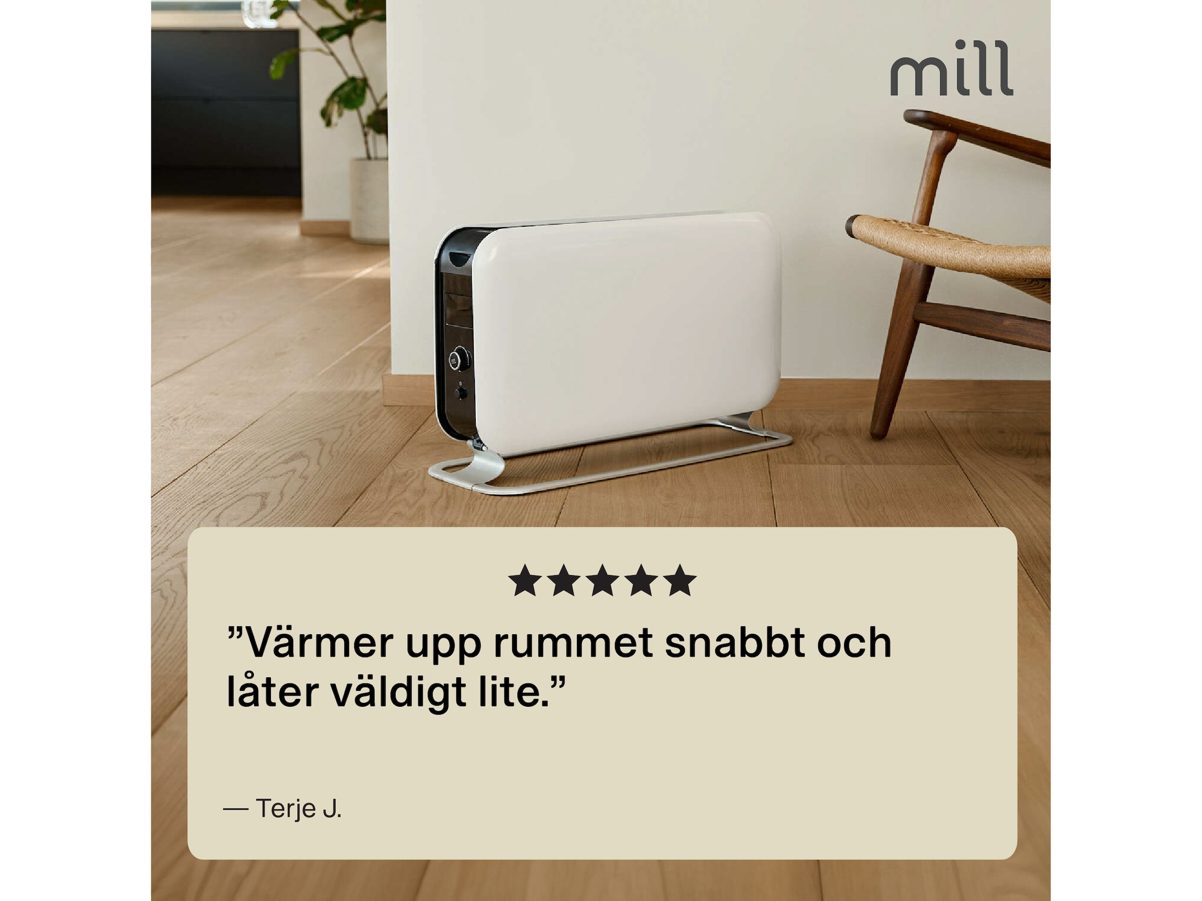 Mill Instant Max golvelement 2200W LED (vit) Fristående element