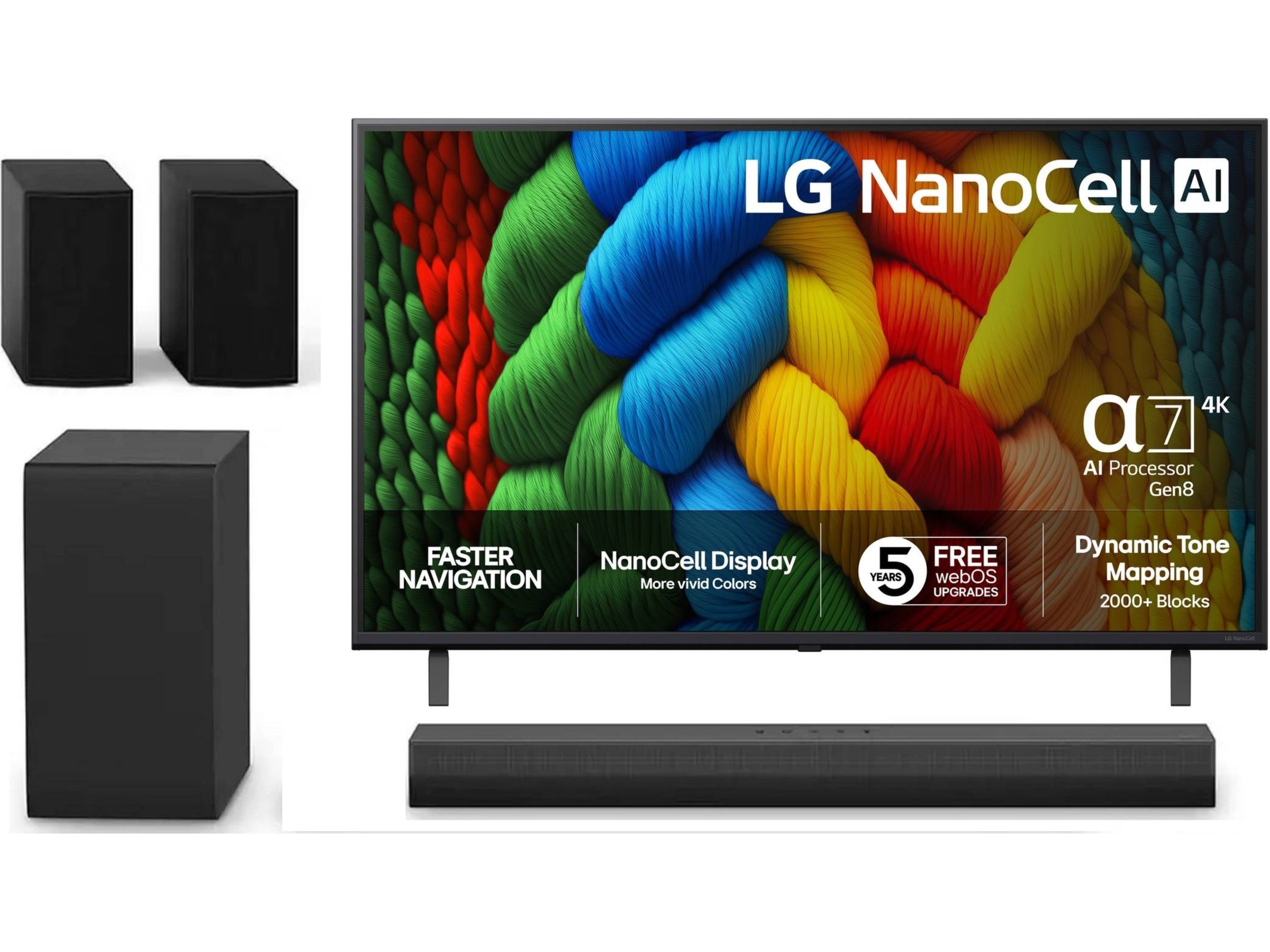 LG 43" NANO80 AI 4K NanoCell smart-TV (2025) + soundbar 60 - 69 tums TV