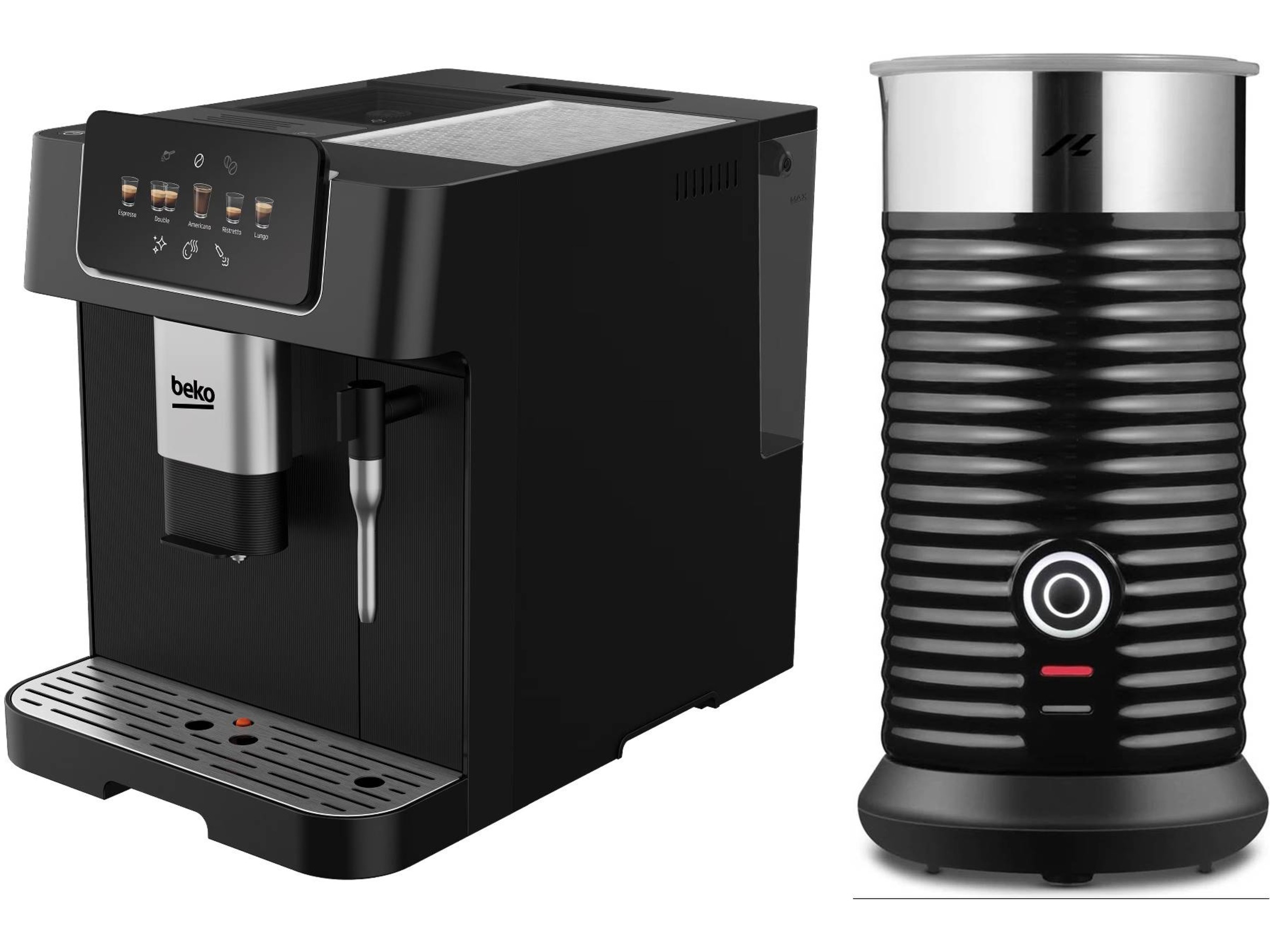 Beko CEG 7302 B Helautomatisk espressomaskin (svart) + mjölkskummare Espressomaskiner