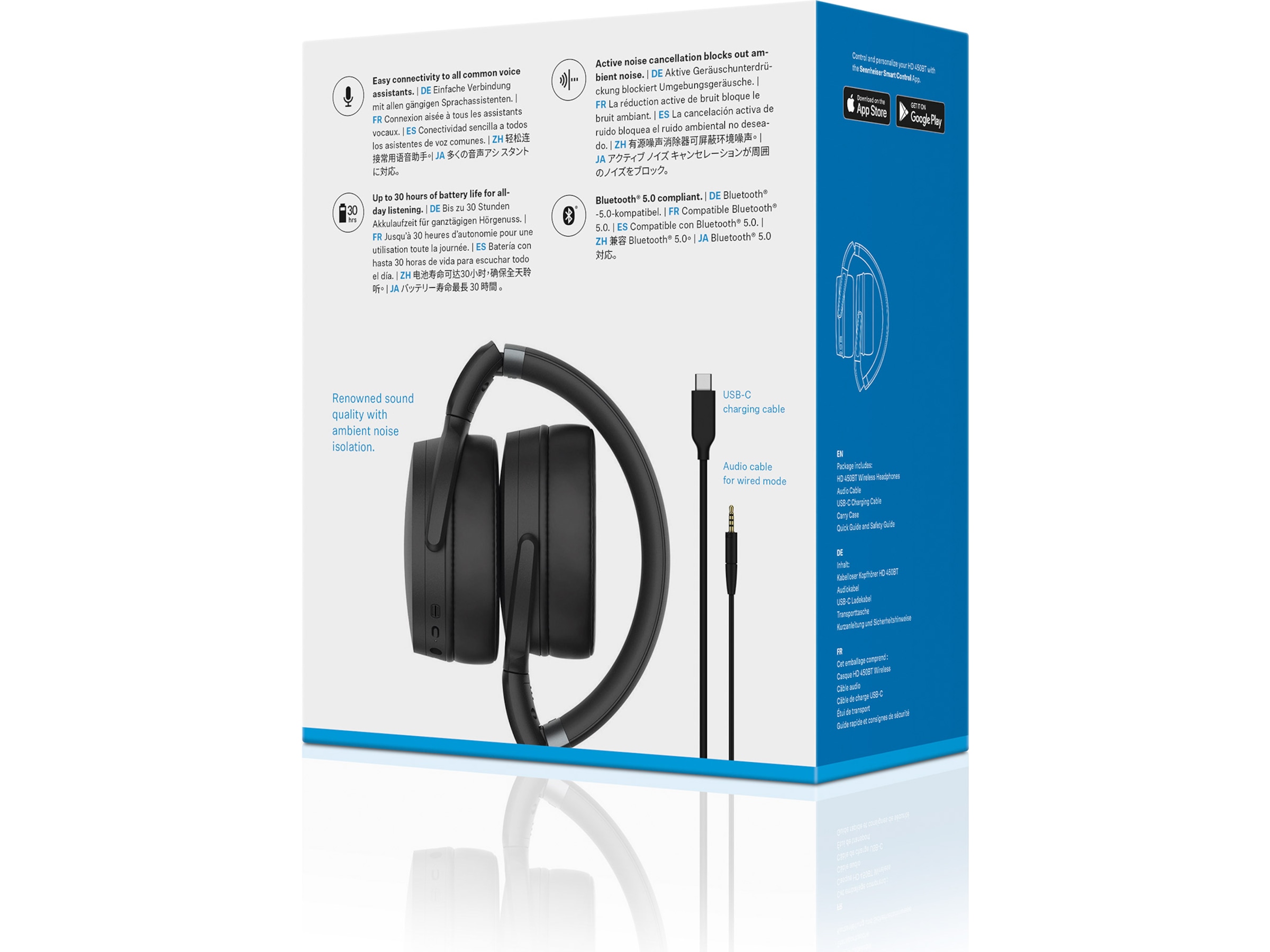 Sennheiser HD 450BT trådlösa hörlurar, On-Ear (svart) Hörlurar