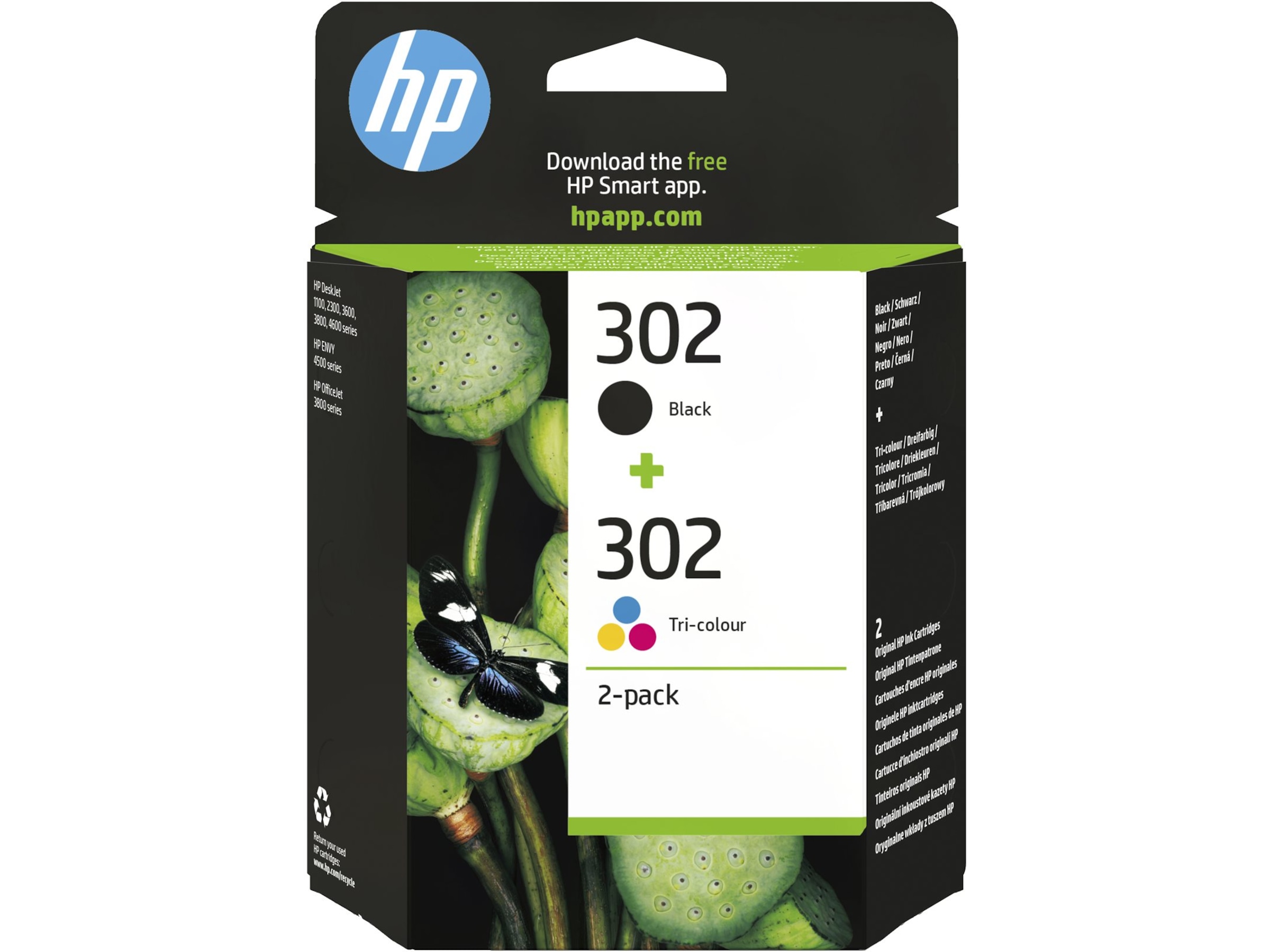 HP Blæk 302 2-pack (sort + trefarvet) Bläckpatron
