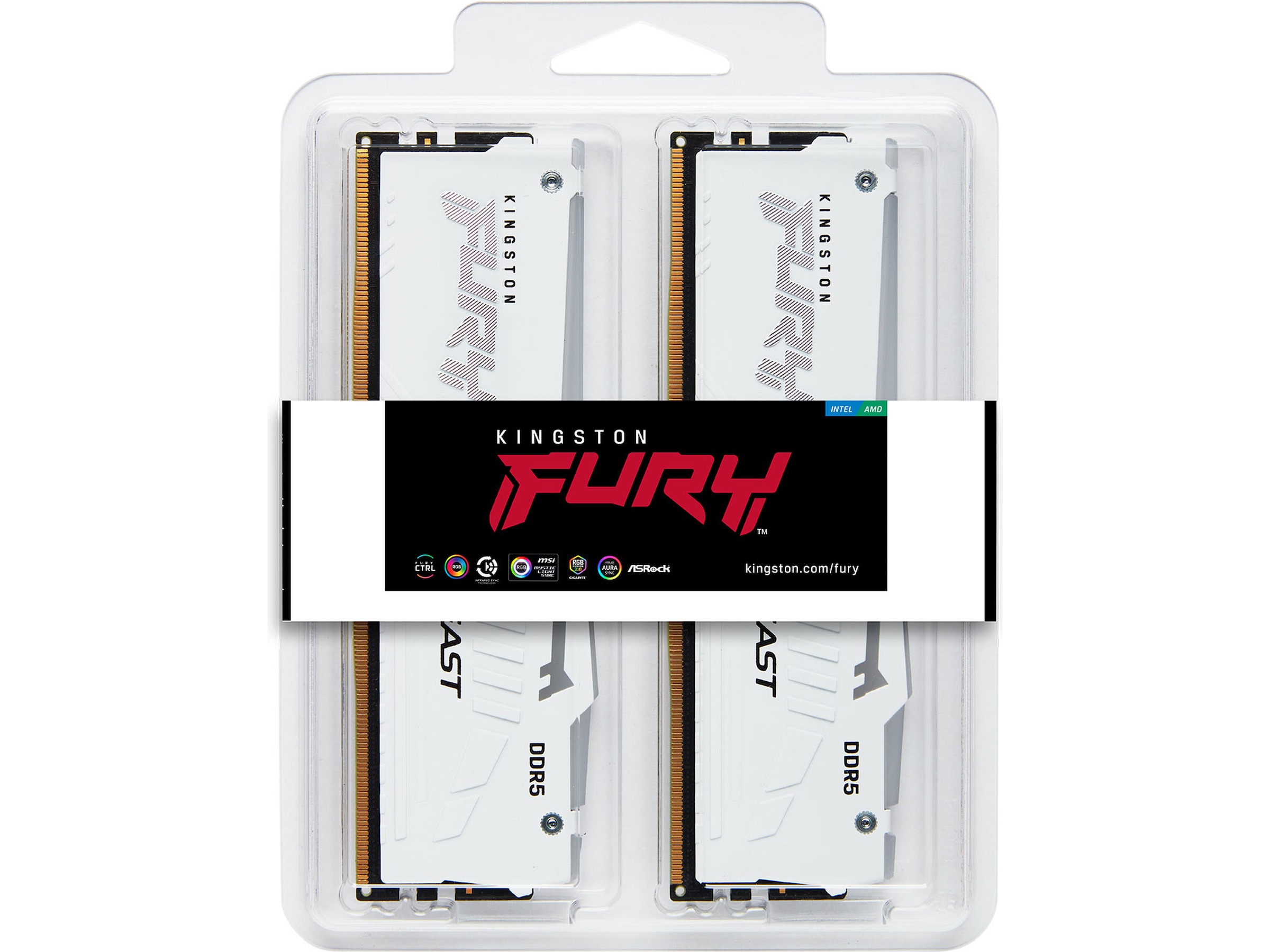Kingston FURY Beast RGB DDR5 6000MHz 32GB (vit) Minne