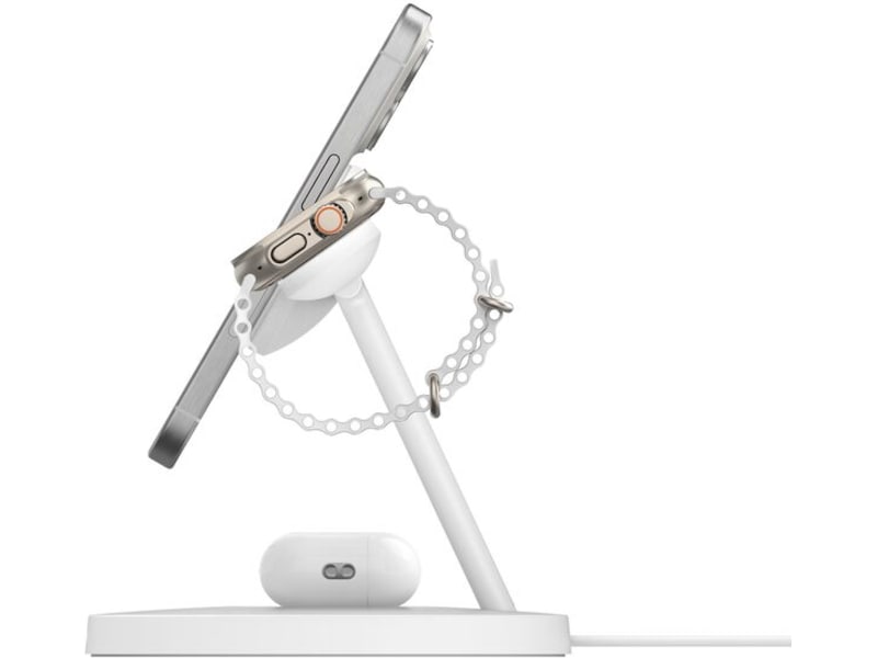 Belkin 3-i-1 Qi2 15W Ladestativ (vit) Trådlös laddare